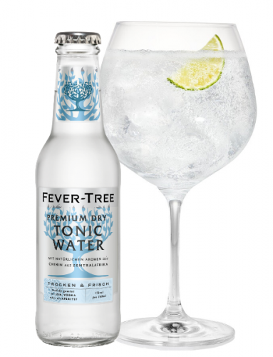 fever tree refreshingly light  mixer with glass