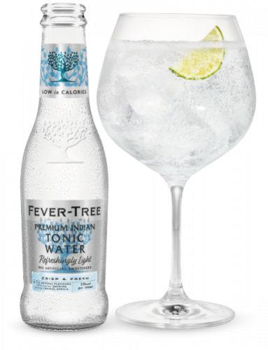fever tree refreshingly light  mixer with glass