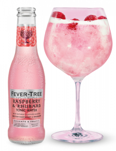 Raspberry & Rhubarb Tonic Water Flasche mit Glas